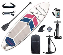 Load image into Gallery viewer, Aqua Plus 10ftx32inx6in Inflatable SUP for All Skill Levels Stand Up Paddle Board, Adjustable Paddle,Double Action Pump,ISUP Travel Backpack, Leash,Shoulder Strap,Youth &amp; Adult Inflatable Paddle Board
