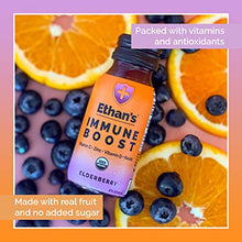 Load image into Gallery viewer, Ethan’s Organic Immune Boost Shots, Elderberry Flavor. Feel Better. Immunity Support, Made with Real Fruit, Vitamin C, Vitamin D, Reishi, Zinc, with No Added Sugar (12 Pack of 2oz Shots)
