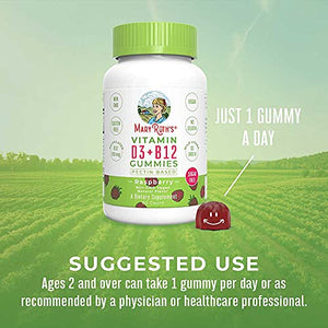 Vitamin D3 + Vitamin B12 | Sugar Free | 2 Month Supply | Vitamin D & B12 Vitamin Gummy Supplements for Adults & Kids | Supports Bone Health | Energy Boost | Vegan | Non-GMO | Gluten Free | 60 Servings