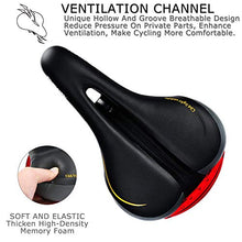 Load image into Gallery viewer, Comfortable Men Women Bike Seat - DAWAY C66 Foam Padded Leather Road Mountain Bicycle Saddle Cushion with Taillight, Waterproof, Soft, Breathable, Fit MTB, Most Bikes, for Everyone
