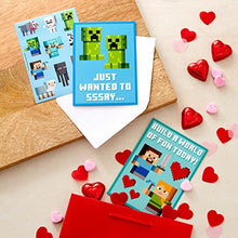Load image into Gallery viewer, Hallmark Kids Minecraft Valentines Day Cards and Stickers Assortment (24 Cards with Envelopes)
