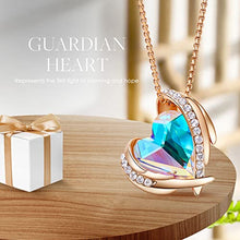 Load image into Gallery viewer, CDE Love Heart Pendant Necklaces for Women Silver Tone Rose Gold Tone Crystals Birthstone Jewelry Gifts for Women Birthday/Anniversary Day/Party (C-Oct.-Rose Gold Aurore Boreale)
