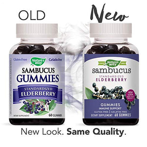 Nature's Way Sambucus Elderberry Gummies with Vitamin C & Zinc, Gluten Free, Vegetarian, 60 Gummies