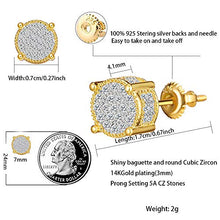 Load image into Gallery viewer, Iced Out Cubic Zirconia Screw Back 18k Gold Plated Round Stud Earrings For Men and Women Hypoallergenic Earring Micropave Hip Hop Jewelry SENTERIA
