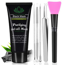 Load image into Gallery viewer, Blackhead Remover Mask, Blackhead Peel Off Face Mask 3-in-1 Blackhead Remover Charcoal Mask with Blackhead &amp; Pimple Comedone Extractors and Silicone Brush,Deep Cleansing Black Mask

