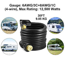 Load image into Gallery viewer, HZXVOGEN Generator Extension Cord 30FT 50A STW 6/3 + 8/1 Heavy Duty RV Power Adapter Cable Connection N14-50P &amp; SS2-50R CS6364 Twist Lock Connectors
