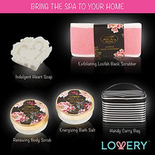 Load image into Gallery viewer, Home Spa Gift Basket, Luxury 8 Piece Bath &amp; Body Set For Men and Women, Fresh Peony Scent - Contains Shower Gel, Bubble Bath, Lotion, Bath Salt, Body Scrub, Bath Soap, Back Scrubber &amp; Cosmetic Bag
