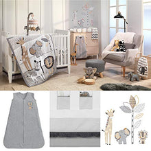 Load image into Gallery viewer, Lambs &amp; Ivy Jungle Safari Gray/Tan/White Nursery 6-Piece Baby Crib Bedding Set
