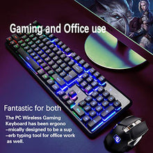 Load image into Gallery viewer, Rechargeable Keyboard and Mouse,Suspended Keycap Mechanical Feel Backlit Gaming Keyboard Mice Combo,Wireless 2.4G Drive Free,Adjustable Breathing Lamp,Anti-ghosting,4800 mAh Battery for Laptop Pc Mac

