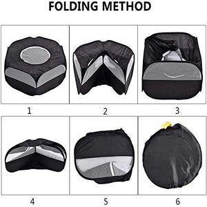 Motley Small Animal Playpen with Cover,Foldable Portable Pet Cage,Waterproof Breathable Transparent Indoor Outdoor Use Yard Fence Tent for Rabbit, Squirrel,Kitten,Puppy,Chinchilla and Hedgehog(Black)