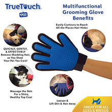 Load image into Gallery viewer, True Touch Five Finger Deshedding Glove- Premium Version, Gentle Grooming Glove Great Cats &amp; Dogs with Long or Short Fur- Includes 1 Authentic Right-Hand True Touch Glove &amp; 1 Lint Roller
