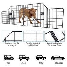 Load image into Gallery viewer, Vetoos Car SUV Dog Barrier, Vehicles Pet Divider Gate for Trunk Cargo Area - Extendable for Universal Fit, Foldable for Easy Storage, Straps &amp; Bungee Cords for Double Stability, Rust-Proof Metal Mesh
