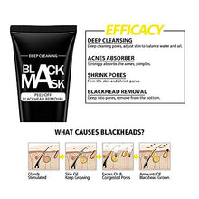 Load image into Gallery viewer, Blackhead Remover Mask Charcoal Peel Off Blackhead Mask with Deep Cleansing Activated Charcoal Face Black Mask For All Skin Types Nose Face Pore Cleaner(2.02 fl.oz/ 60ml)
