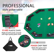 Load image into Gallery viewer, VIVOHOME 48 Inch Foldable 8-Player Texas Poker Card Tabletop Layout Portable Anti-Slip Rubber Board Game Mat with Cup Holders and Carrying Bag, Green
