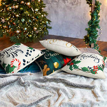 Load image into Gallery viewer, Christmas Pillow Covers 18x18 Set of 4, Farmhouse Christmas Pillow Covers,Christmas Home Decor Winter Holiday Decorative Linen Cushion Cases for Couch Sofa Home Decor
