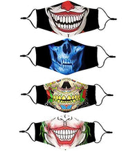 Load image into Gallery viewer, Fashion Cotton Face Mask Reusable for Women Men, Washable Breathable Designer Cloth Fabric Madks,Cubre Bocas Tapa para mascarillas de,Adult Mouth Nose Cover Clown Skeleton Joker Halloween Skull
