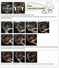 Load image into Gallery viewer, New Diamond Leather Steering Wheel Cover with Bling Bling Crystal Rhinestones, Universal Fit 15 Inch Car Wheel Protector for Women Girls,Black
