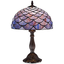 Load image into Gallery viewer, Traditional Antique Accent Table Lamp 18" High Deep Brown Blue Shell Tiffany Style Glass Shade for Bedroom Bedside - Robert Louis Tiffany
