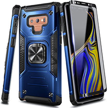 Load image into Gallery viewer, NZND Case for Samsung Galaxy Note 9 with Screen Protector (Maximum Coverage, Flexible TPU Film), [Military-Grade] Full-Body Protective, Magnetic Car Mount Ring Holder, Heavy-Duty Durable Case (Blue)
