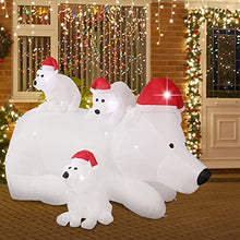 Load image into Gallery viewer, ShinyDec 6FT Polar Bear and Cubs Christmas Decoration Fun Santa Hats &amp; Internal LED Lights, New Holiday Yard Inflatable for 2021, White

