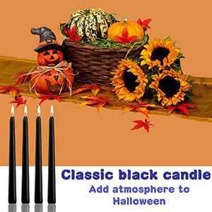 Tonsooze Black Taper Candles, 14 pcs Unscented Candles, 10 inch High, 3/4 inch Thick - 7.5 Hours Burning