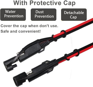 KUNCAN 25FT Sae to Sae 2 Pin Extension Cable DC Power 16awg Heavy Duty Battery Quick Disconnect/Connect Wire Harness with Sae Connectors with Dust Cap