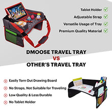 Load image into Gallery viewer, DMoose Kids Travel Tray, Toddler Car Seat Lap Activity Tray with Padded Comfort Base, Side Walls, Mesh Snack Pockets, Tablet Holder, Waterproof Car Seat, Stroller, Learn Area (Grey)
