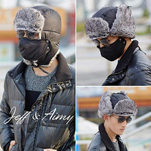 Load image into Gallery viewer, Jeff &amp; Aimy Trapper Hat Aviator Earflap Hat Faux Fur Warm Winter Hat for Men Russian Ushanka Black
