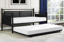 Load image into Gallery viewer, DHP Astoria Metal and Upholstered Daybed/Sofa Bed with Included Trundle, Twin Size Frame, Black
