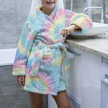 Load image into Gallery viewer, Top Trenz Super Soft Fuzzy Bathrobes (Delight Tie Dye Kids Size 10/12)
