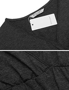 Ekouaer Labor/Delivery/Nursing Maternity Pajamas Set Home, Deep V Neck Nursing Shirt, Adjustable Size Pregnancy Shorts (Dark Grey XL)