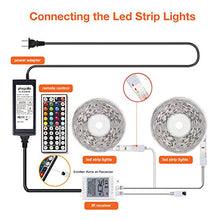 Load image into Gallery viewer, PHOPOLLO LED Strip Lights 5050 Color Changing 600LEDs 32.8ft Supper Brightness Waterproof Flexible LED Lighting Kit with 44 Key IR Remote Controller and 12V Power Supply for Room, Bedroom
