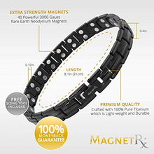 Load image into Gallery viewer, MagnetRX® Women's Ultra Strength Magnetic Therapy Bracelet - Arthritis Pain Relief &amp; Carpal Tunnel Titanium Magnetic Bracelets for Women - Adjustable Length with Sizing Tool (Black)
