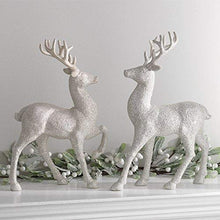 Load image into Gallery viewer, Set of 2 Holiday Reindeer Figures: 12.5 Inches Glitter Reindeer Decor by RAZ Imports (Silver)
