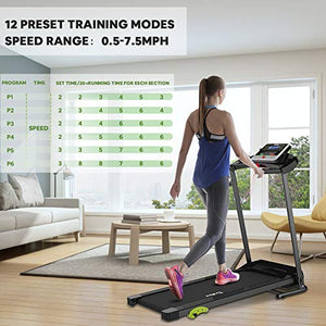 Folding Treadmill for Home Jogging/Walking with Incline Portable Space Saving Fitness Running Electric Indoor Exercise Workout Office Physical Training