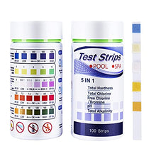 Load image into Gallery viewer, SuperCheck 5-in-1 Test Strips for Testing Chemicals Content in Pool and Spa, 6 Parameters, 100 Count, Swimming Water Test Kits for Hardness, Chlorine, Bromine, pH and Alkalinity, Pool Water Tester
