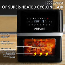 Load image into Gallery viewer, PINSOON 10-Quart Air Fryer (Rotisserie Shaft &amp; Layer Racks &amp; Nonstick Basket), Electric Hot Air Fryer Oven Oilless Cooker, Full Circle Heated Cyclonic System, 12 Accessories, 8 Cooking Presets, LED Digital Touchscreen (50 Recipes)
