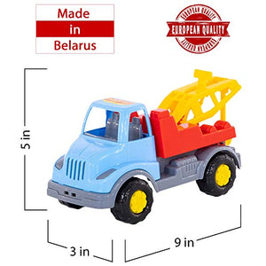 Tow Truck Toys for Boys - Car Carrier Truck Toy - Construction Vehicle Toys for Toddlers by POLESIE -Blue/Red