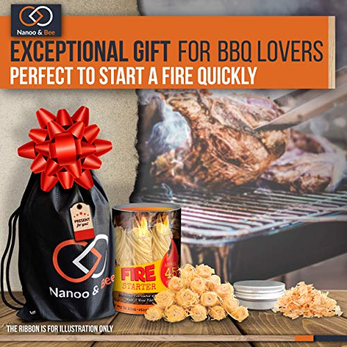 Load image into Gallery viewer, Nanoo and Bee Friendly Fire Starters with a Twist: Approx 45 Wood Fiber Wax Lighters Plus Wood Chips and Bag for Campfires, Fireplaces, BBQs, Smokers