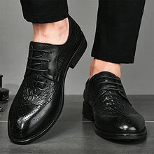 Load image into Gallery viewer, Cmaocv Men's Hybrid Brogue Oxford Leather Lace-Up Wing Tip Dress Crocodile Texture Business Derby Shoes Black 11 M US 46
