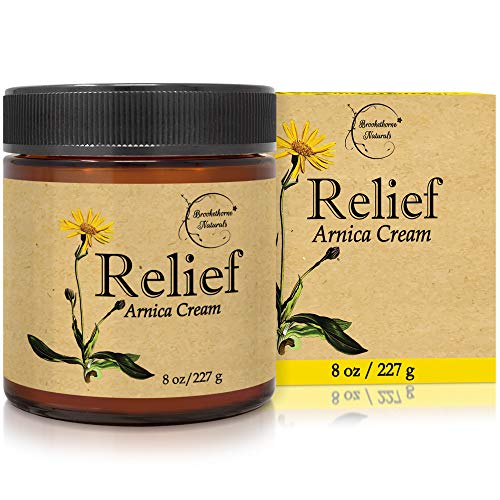 Relief Arnica Cream – Enriched with Lemongrass, Eucalyptus & Rosemary Essential Oils – All Natural Massage Lotion for Sore Muscles & Stiffness. Perfect for Massage Therapy by Brookethorne Naturals