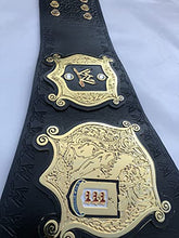 Load image into Gallery viewer, Undisputed World Wrestling Championship Gold Plated Big Adult Size Black Genuine Leather Replica Zinc Belt with WW logo
