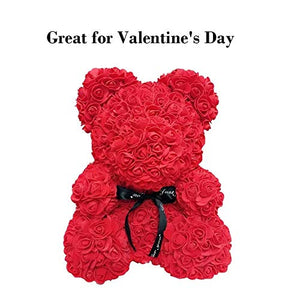 Teddy Bear Rose, Forever Rose for Women, Men, Girls, Boys, Wife, Girlfriends,Daughters, Kids, 10in, Red.