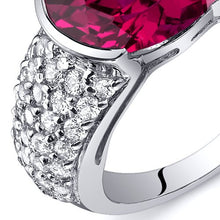 Load image into Gallery viewer, Peora 6.00 Carats Created Ruby Half Bezel Ring Sterling Silver Size 5
