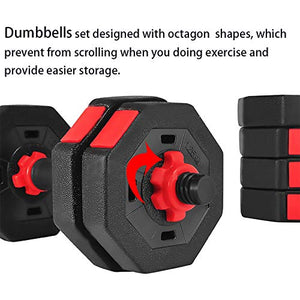 SOSUSHOE Weights Dumbbells Set Adjustable to 44Lbs, Free Weight Set for Men and Women Home Weight Set Fitness Barbell Set with Connecting Rod Gym Workout Exercise Training