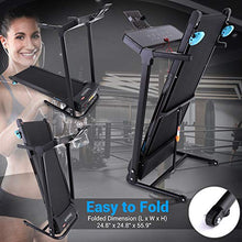 Load image into Gallery viewer, SereneLife Smart Digital Folding Treadmill - Electric Foldable Exercise Fitness Machine, Large Running Surface, 3 Incline Settings, 12 Preset Program, Sports App for Running &amp; Walking (SLFTRD30)
