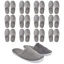 Load image into Gallery viewer, 12 Pairs House Slippers for Guests, Individually Wrapped Disposable Bulk Pack, for Hotel, Spa, Shoeless Home (Large, Gray)
