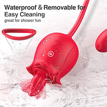 Load image into Gallery viewer, Rose Sex Toy for Womens Sex - 3in1 Upgrade Rose Sex Stimulator for Women with 7 Tongue Licking &amp; 3 Thrusting Vibrator Dildo Adult Sex Toys for Couples G Spot Vibrators Clitoral Nipple Quick Pleasure
