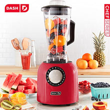 Load image into Gallery viewer, Dash Chef Series Deluxe 64 oz Blender with Stainless Steel Blades, Digital Display + USB Charging for Coffee Drinks, Fondue, Frozen Cocktails, Nut Butter, Soup, Smoothies &amp; More, 1400-Watt – Red
