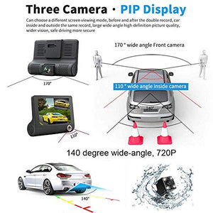 1080P 170°Wide Angle,4" Dual Lens HD Car DVR Rearview Video Dash Cam Recorder Camera LCD Screen G-Sensor, WDR, Parking Monitor, Loop Recording, Motion Detection